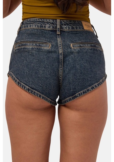 it's basic Kadın Koyu Kot 11s6 Süper Mini %100 Koton Denim Şort