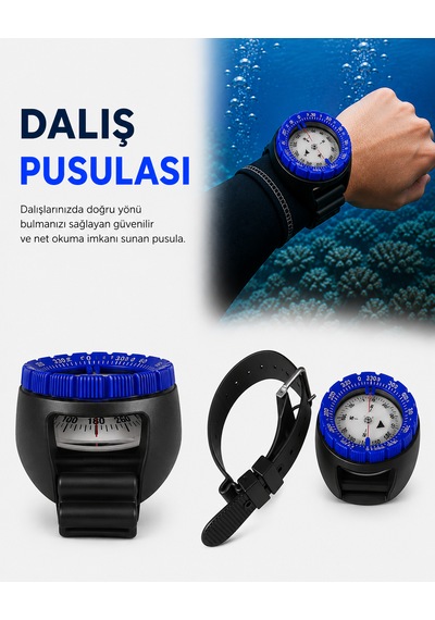 Dalış Pusulası Compass Mavi - Siyah