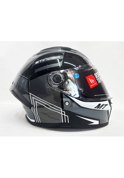 Mt Stinger 2 Tron B12 Şefaf Vizörlü V-28B Kask Siyah Parlak Renk