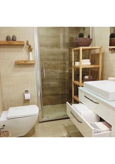 Aksöz Tasarım Ahşap Izgaralı Banyo Rafı 5'li Banyo Rafı Çok Renkli