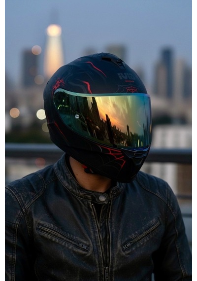 Gıvı 50.x Arachno Mat  1 Renkli 1 Şeffaf Vizörlü Motosiklet Kask Gold Vizör + Şeffaf