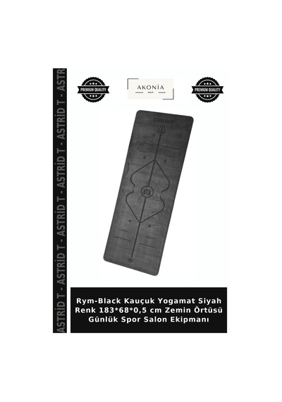 Rym-black Kauçuk Yogamat Siyah Renk 183 68 0,5 Cm Zemin Örtüsü Günlük Spor Salon Ekipmanı