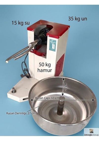 50 Kg Hamur Kapasiteli Profesyonel Hamur Makinesi Kayışlı Model Hamur Yoğurma Makinesi Hamur Karma Makinesi Çıkmalı Kazan Kırmızı