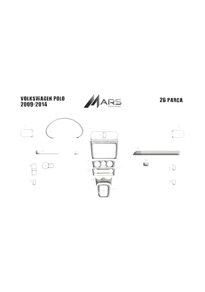 Volkswagen Polo Uyumlu Torpido Kaplama 2009-2013 14 Parça Alüminyum