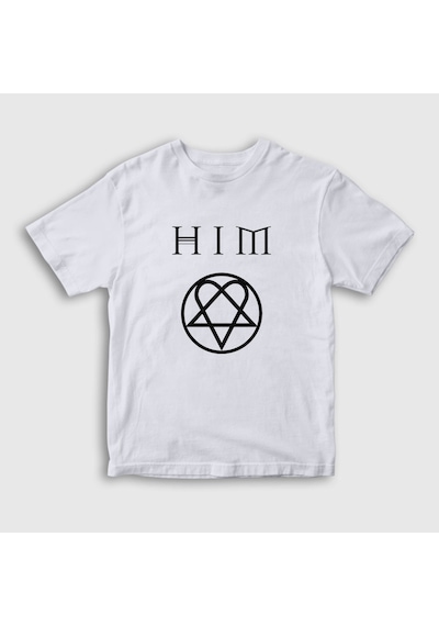 Presmono Unisex Çocuk Logo Him T-shirt Beyaz