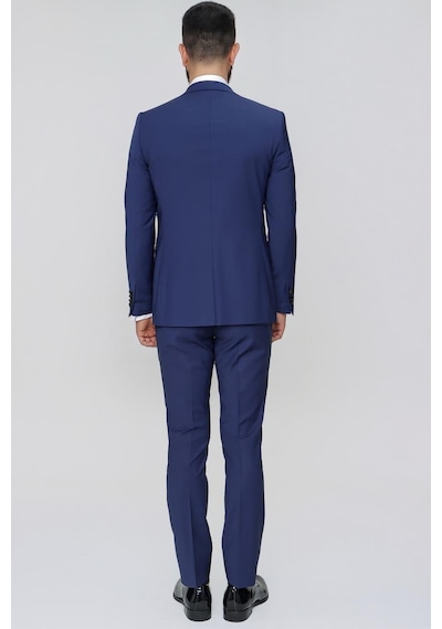 Efor Black 034 Slim Fit Yelekli Çıkarılabilir Saten Yaka Parlement Damatlık Smokin Takım Parlement