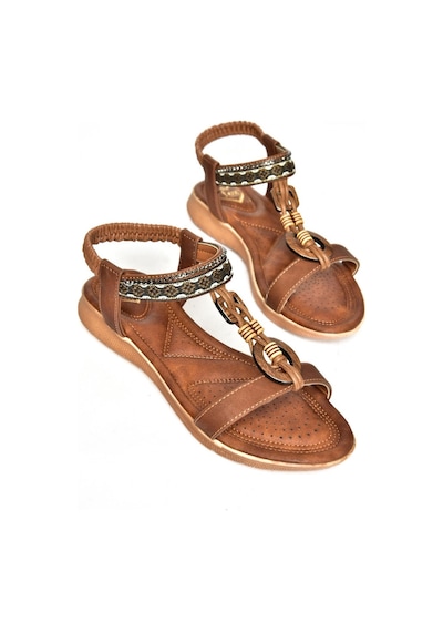 Fox Shoes S258016809 Taba Alçak Tabanlı Kadın Sandalet Taba