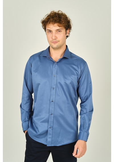 Figs Erkek Slim Fit Uzun Kollu Pamuklu Parlak Kumaş Gömlek 0013 Indigo Indıgo İndigo