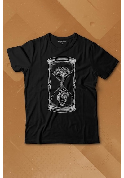 Kendim Seçtim Kum Saati Kalp Beyin Aşk Mantık Baskılı Tişört Çocuk T-shirt 001