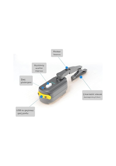 Evrensel Su Geçirmez Kask Silecek 1200 Mah Şarj Edilebilir Motosiklet Kask Cam Silecek