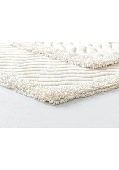 Cotton Marlow 2'li Pamuklu Klozet Takımı Krem Banyo Paspas Seti Klozet Takımı Renkli