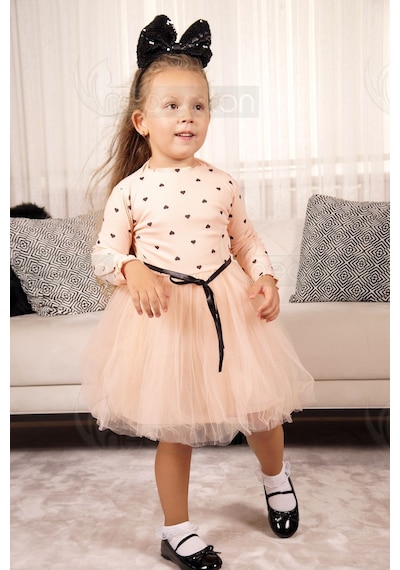 Kız Bebek-çocuk Uzun Kollu Doğum Günü Ve Özel Günler İçin Kalpli Tüllü Astarlı Elbise SOMON Kız Bebek-çocuk Uzun Kollu Doğum Günü Ve Özel Günler İçin Kalpli Tüllü Astarlı Elbise SOMON