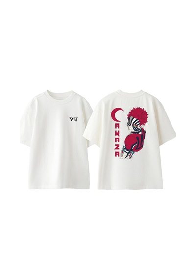 Thewert Akaza Tasarım Sırt Baskılı Pamuk Beyaz Oversize T-shirt