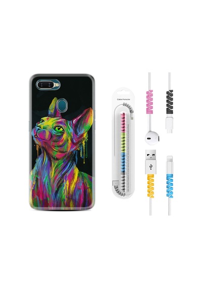 Oppo Ax7 Kılıf Kablo Koruyuculu Color Cat 1754