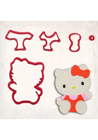 Hello Kitty Gövde Detay Kurabiye Kalıp Seti 5 Li KIrmızı