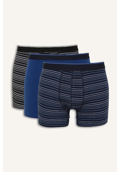 Defacto Regular Fit Çizgili Ve Düz 3lü Boxer I4019ax26aunv30 Lacivert-nv30