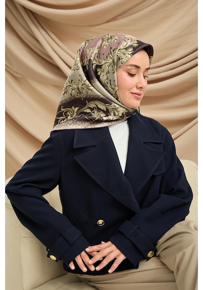 Silk Home Twill İpek Eşarp 11482-25 Koyu Mor, Pudra, Soluk Mor, Yeşil, Krem