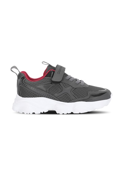 Slazenger Fast Track I Unisex Çocuk Cırt Cırtlı Koyu Gri / Kırmızı Günlük Spor Ayakkabısı