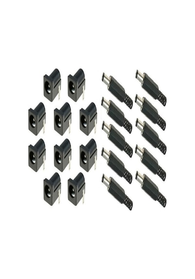 10 Set Dc Power Jak Erkek Fiş+dişi Şase Soket 2,5mm Soket Seti