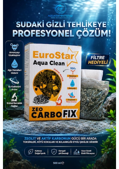 Eurostar Akvartum Filtre Malzemesi - Zeo Karbon 500 Ml - File Hediyeli - Zeolit Ve Karbon Karışımı - Su Berraklaştırıcı