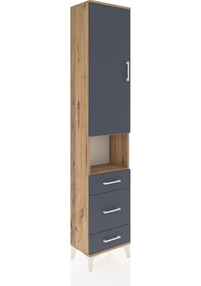 Arges Dolap 4 Raflı 3 Çekmeceli Tek Kapaklı 44x30x221 Çam-ant... Çam