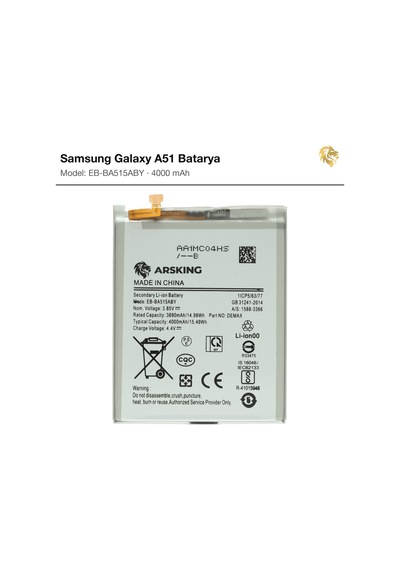 Samsung Galaxy A51 Uyumlu Güçlendirilmiş Batarya Eb-ba515aby 4000 Mah Pil Telefon Bataryası Battery