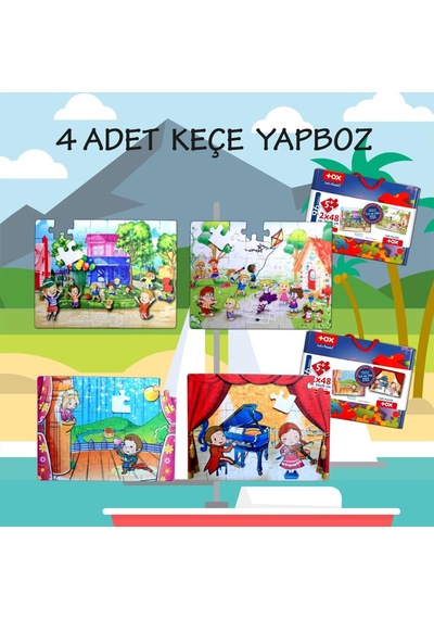 4 Set 96 Parça Tox Oyun Parkı Ve Sahne 5+ Keçe Yapboz 5 Yaş P