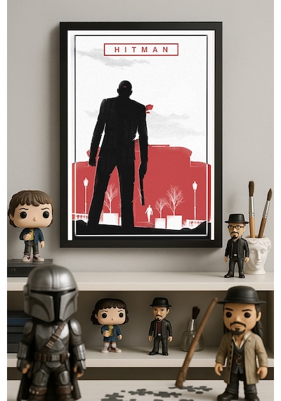 Hitman Siyah Ahşap Çerçeveli Poster, Dekoratif Oyun Duvar Tablosu