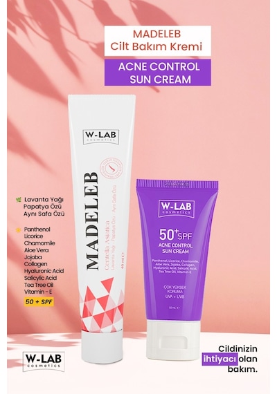 W-Lab Cosmetics Madeleb Krem 40 Ml Ve W-Lab Cosmetics Akne Kontrol Güneş Kremi 50 Ml