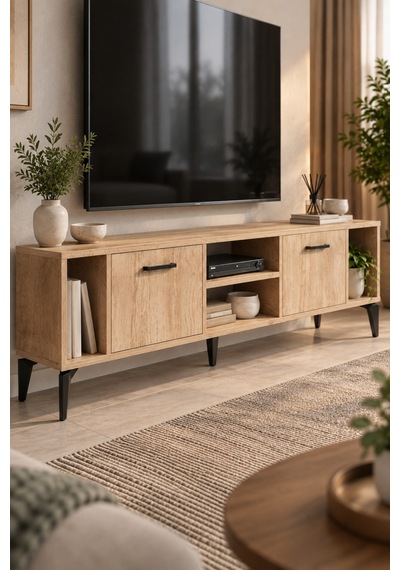 Sulorahome Bej Suntalam Tv Sehpası 160x35 Cm