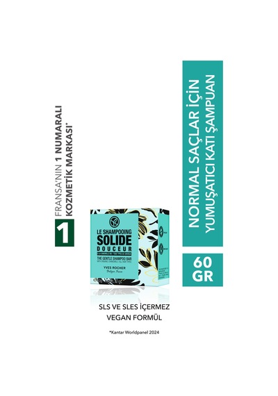Yves Rocher Yumuşatıcı Katı Şampuan - Normal Saçlar / Douceur- Sls,sles İçermez,tuzsuz, Vegan-60 Gr 60 Ml
