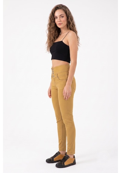 My Style Kadın Yüksek Bel Kanvas Pantolon 01575 Bgl-st05670 Safran