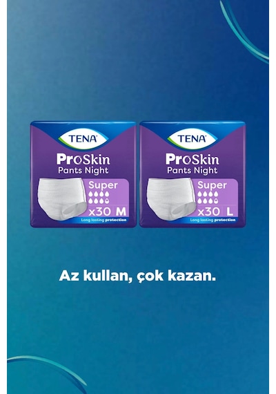 Tena Proskin Pants Süper Night Gece Emici Külot Bezi L 30 Adet