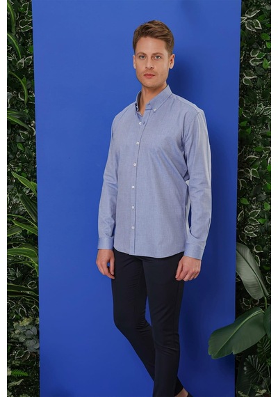 Efor Gk 678 Slim Fit Koyu Mavi Klasik Gömlek Koyu Mavi