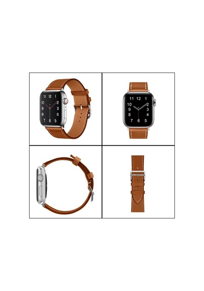 Ally Apple Watch Uyumlu 7-8 41mm 6-5-4 40mm Single Coil Deri Kayış Kordon 3-2-1 38mm- 5775