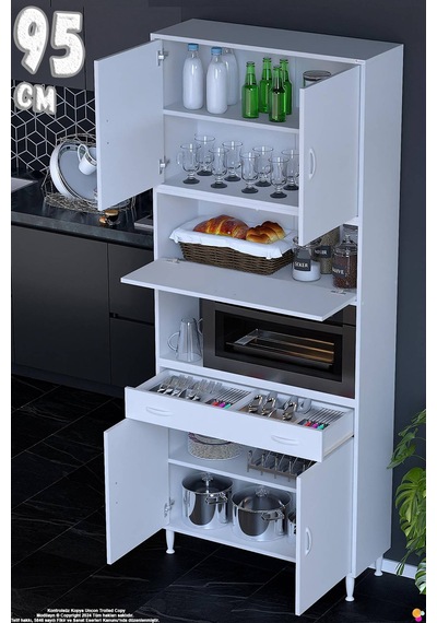 Çağıl 95 Cm Çok Amaçlı Fırın Dolabı - Mutfak Kiler Banyo Antre Hobi Dolabı 95x226x32 Cm Beyaz Çağıl 95 Cm Çok Amaçlı Fırın Dolabı - Mutfak Kiler Banyo Antre Hobi Dolabı 95x226x32 Cm Beyaz