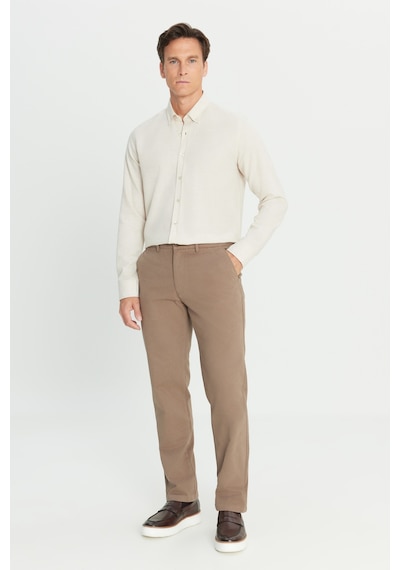 AC&Co / Altınyıldız Classics Erkek Vızon %100 Pamuk Comfort Fit Rahat Kesim Yan Cepli Pantolon Vizon