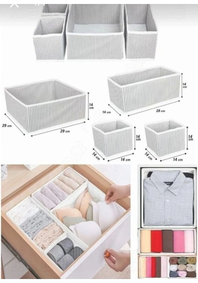 Alas 4 Lü Çekmece İçi Düzenleyici Organizer Çamaşır Saklama Set Kumaş 17 X 12 Gri Diğer