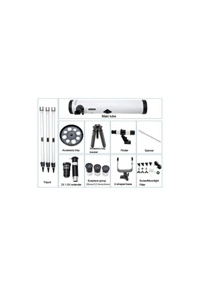 76/700 Profesyonel Aynalı Uzay Teleskopu - Beyaz Hd Optik Set - Uzay Seyir Teleskop