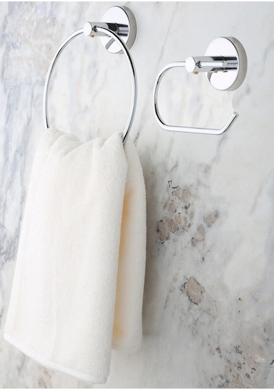 MultiStore Krom Halka Havluluk / Açık Tuvalet Kağıtlığı 2li Banyo Seti Krom