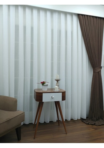 Evdepo Home Kullanıma Hazır Keten Tül Perde (540841891)