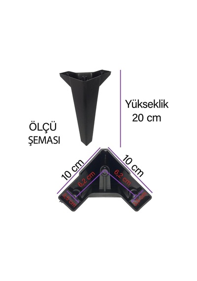 Serdivan 20 Cm Siyah Lüx Mobilya Kanepe Sehpa Ünite Koltuk Ayağı Baza Ayak Siyah Diğer