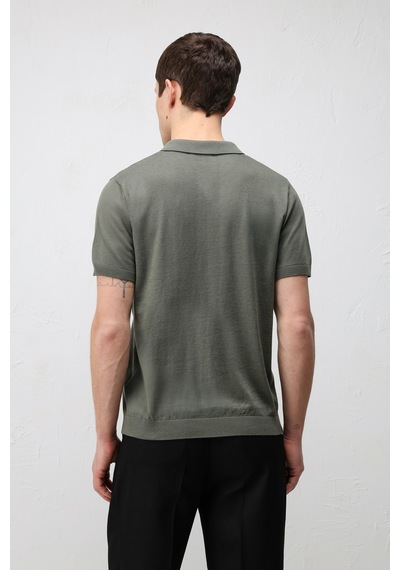 Antioch Comfort Slim Polo Yaka Erkek Triko T-shirt Haki