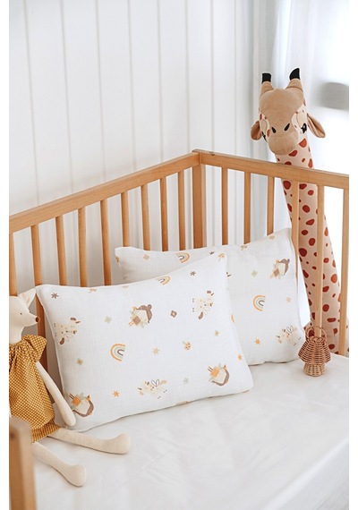 Esti Baby 2 Adet Desenli Müslin Bebek - Çocuk Yastık Kılıfı %100 Pamuk 45x35 CM
