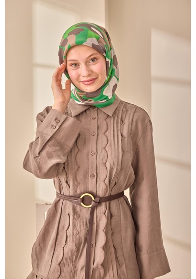 Silk Home Aura Eşarp 140003-10 Yeşil, Vizon, Gri, Koyu Vizon