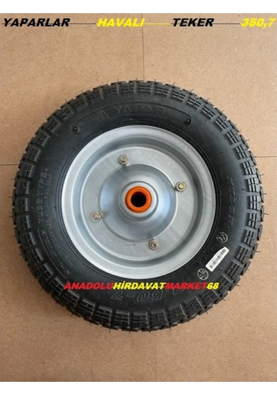 Yaparlar Havalı Teker El Arabası Tekeri 1 Kalite Metal Jant 350x7