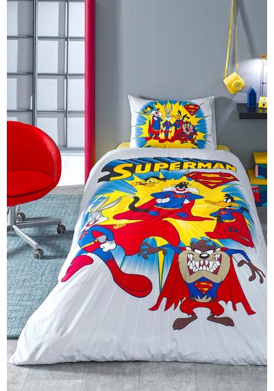 Özdilek Looney Tunes Superman Tek Kişilik Lisanslı Çocuk Nevresim Takımı Çok Renkli
