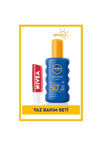 Nivea Sun Koruma & Nem Güneş Spreyi SPF50+ 200 ML + Fruity Shine Çilek Dudak Kremi