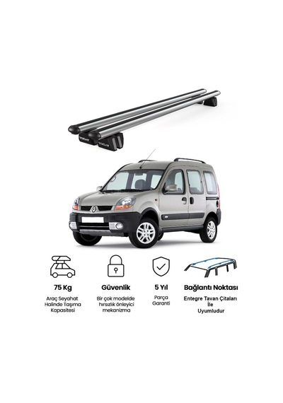 Pençe Renault Kangoo 1997-2007 Uyumlu Gri Ara Atkı 109cm Port Bagaj Tavan Barı
