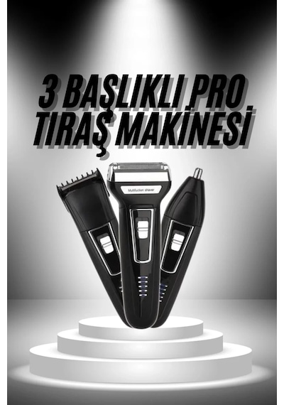 3'lü Set Saç Sakal Kesme Traş Makinesi Burun Kılı Alma Tıraş Makinesi Diğer